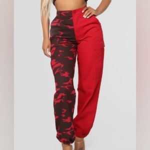 Fashion Nova Split Personality Red Cargo Pants Plus Size 3X